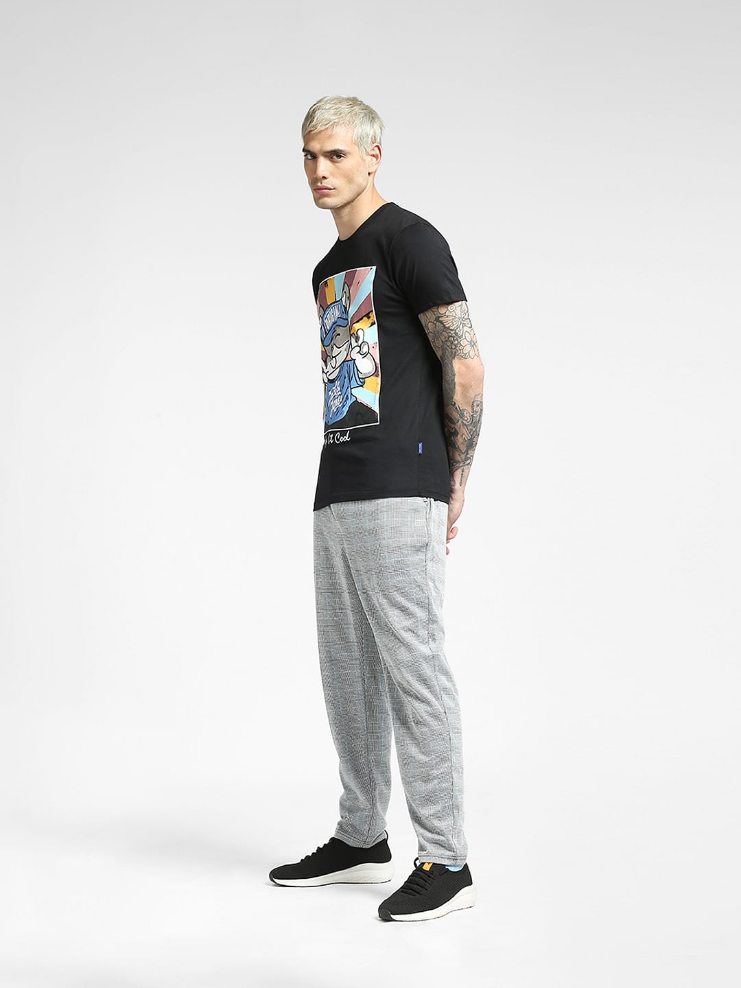 Black Graphic Print Crew Neck T-shirt