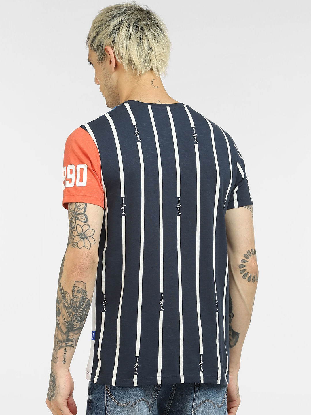 Blue Striped Crew Neck T-shirt