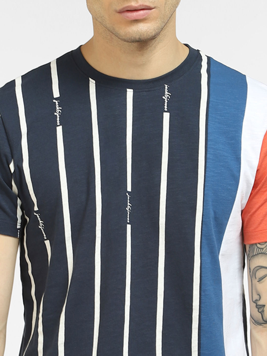 Blue Striped Crew Neck T-shirt