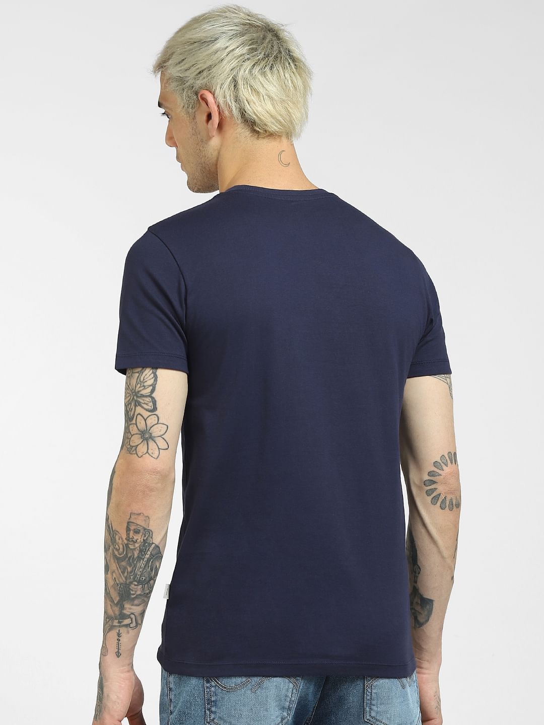 Blue Graphic Print Crew Neck T-shirt
