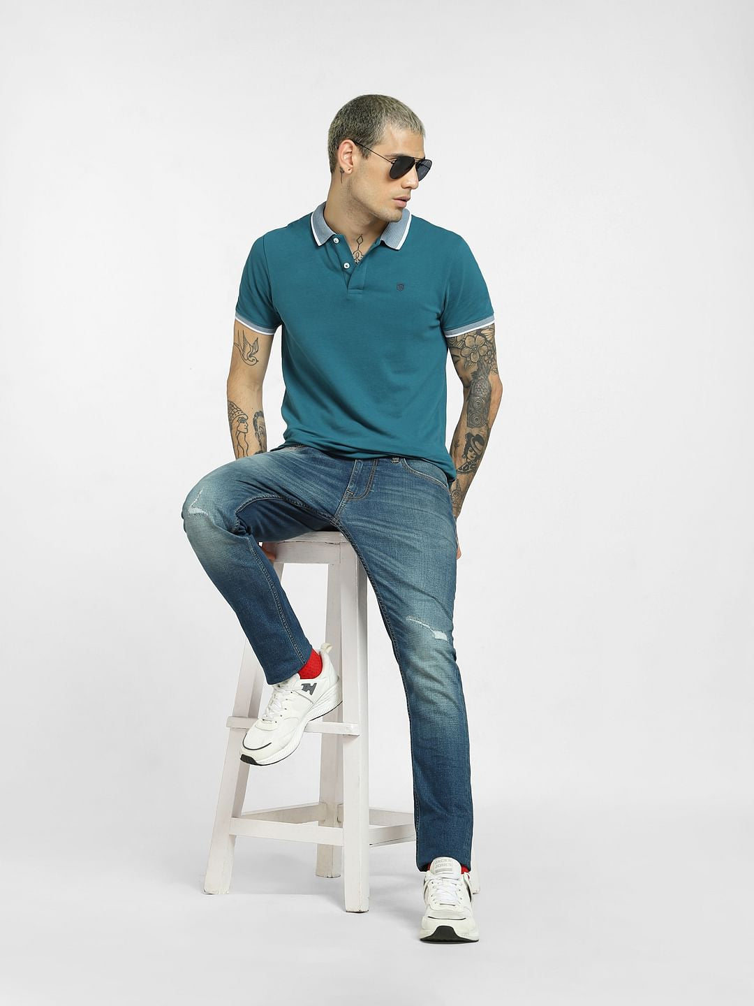 Green Polo Neck T-shirt - S