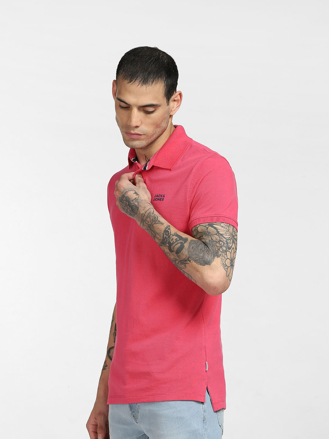 Pink Logo Print Polo T-shirt