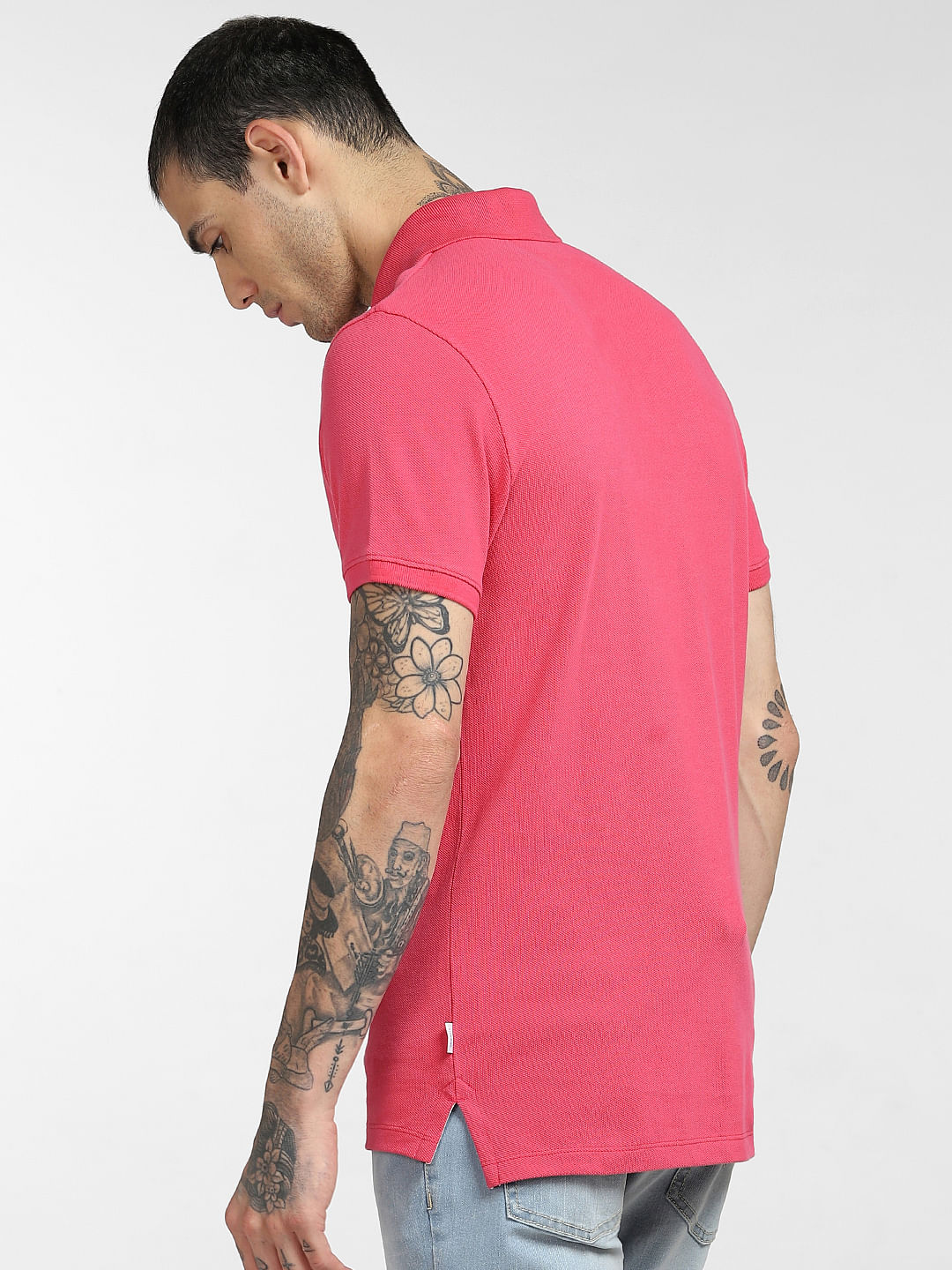 Pink Logo Print Polo T-shirt