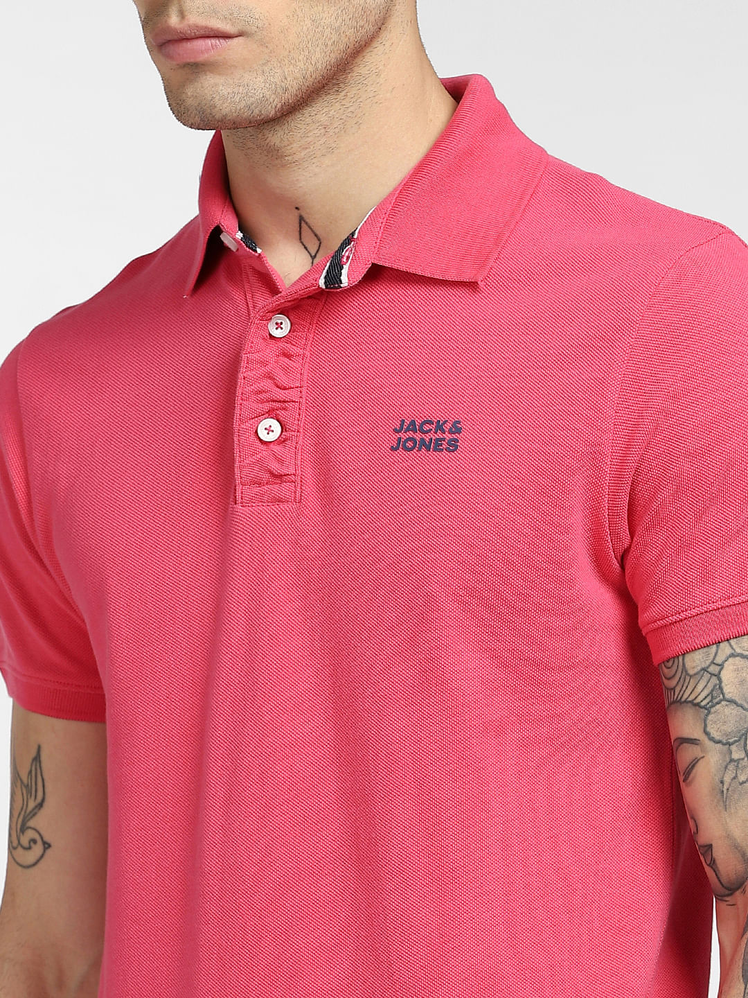 Pink Logo Print Polo T-shirt