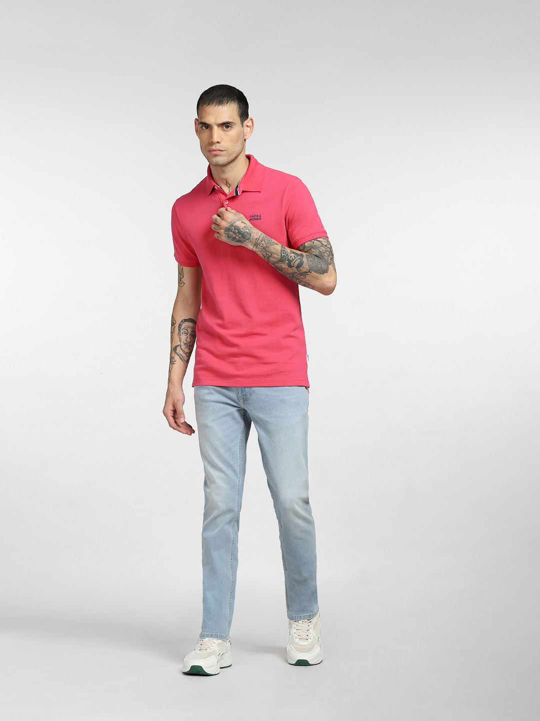 Pink Logo Print Polo T-shirt