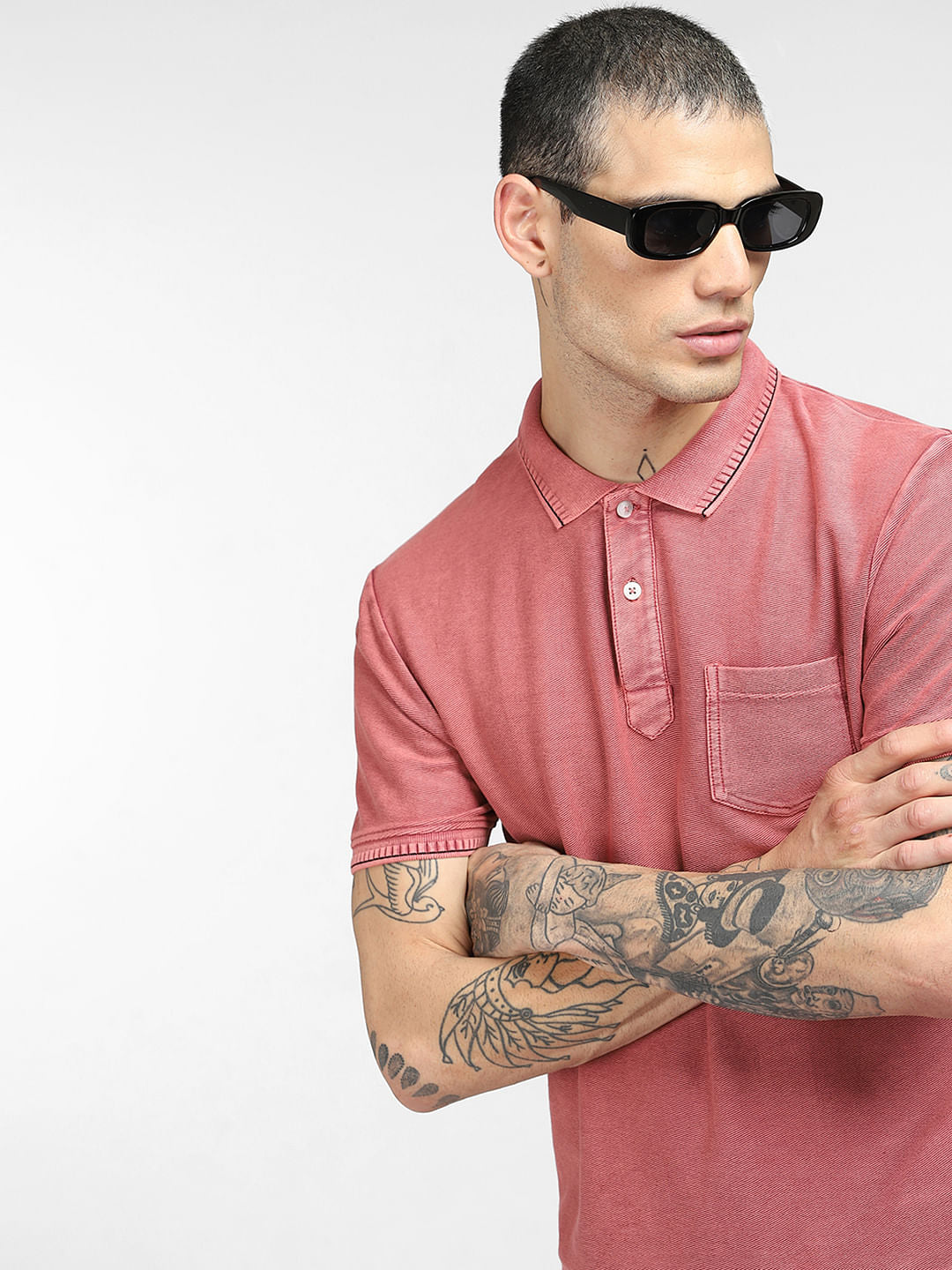 Pink Faded Polo T-shirt - S