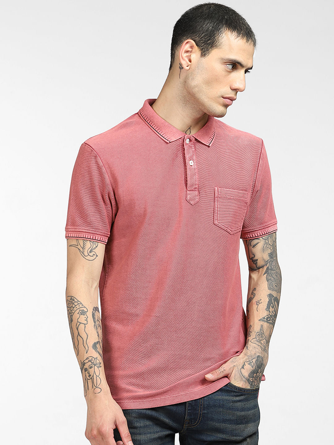 Pink Faded Polo T-shirt