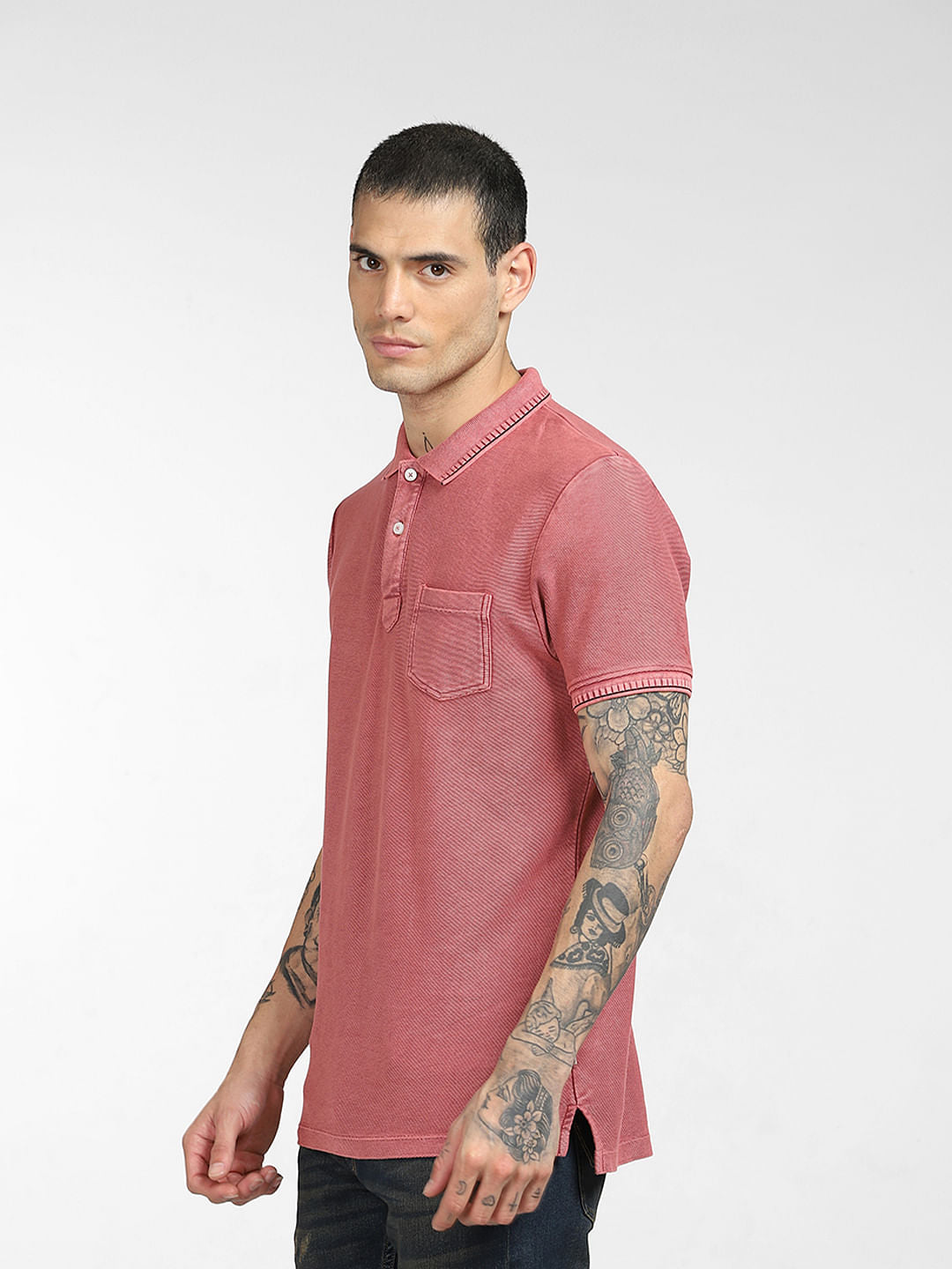 Pink Faded Polo T-shirt