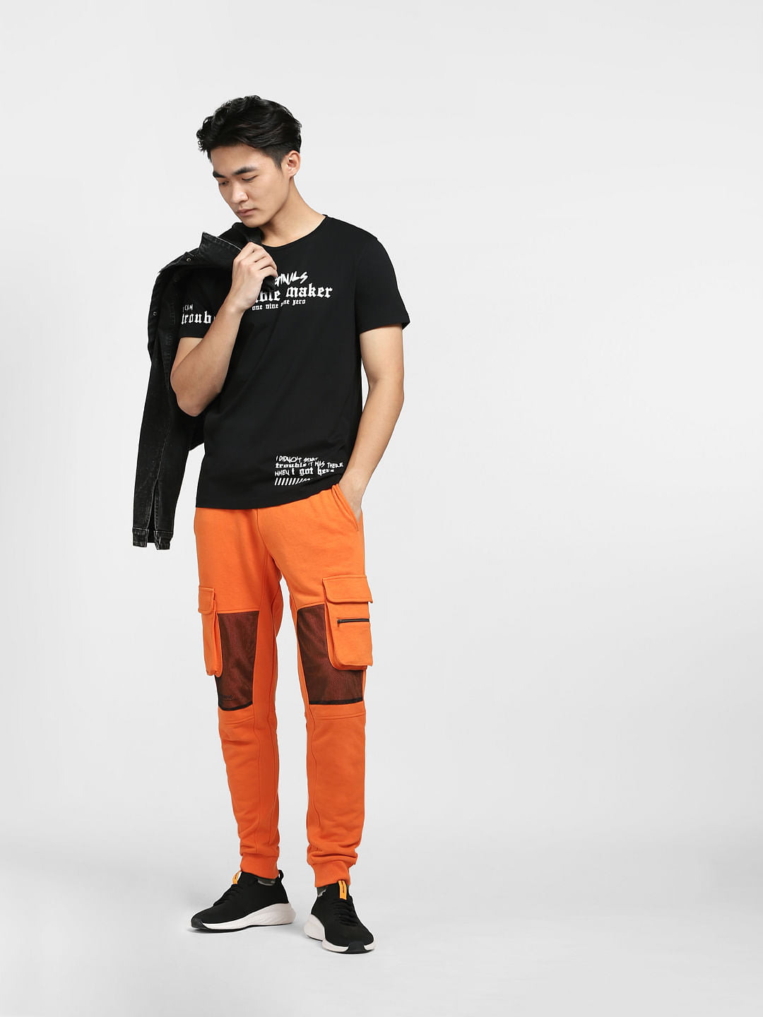 Black Typographic Print Crew Neck T-shirt