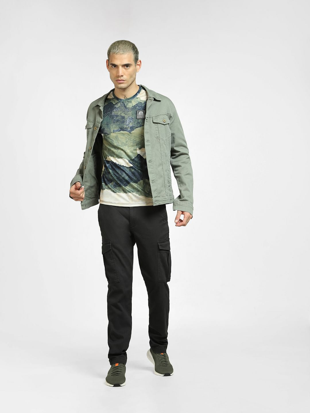 Green All Over Print Crew Neck T-shirt