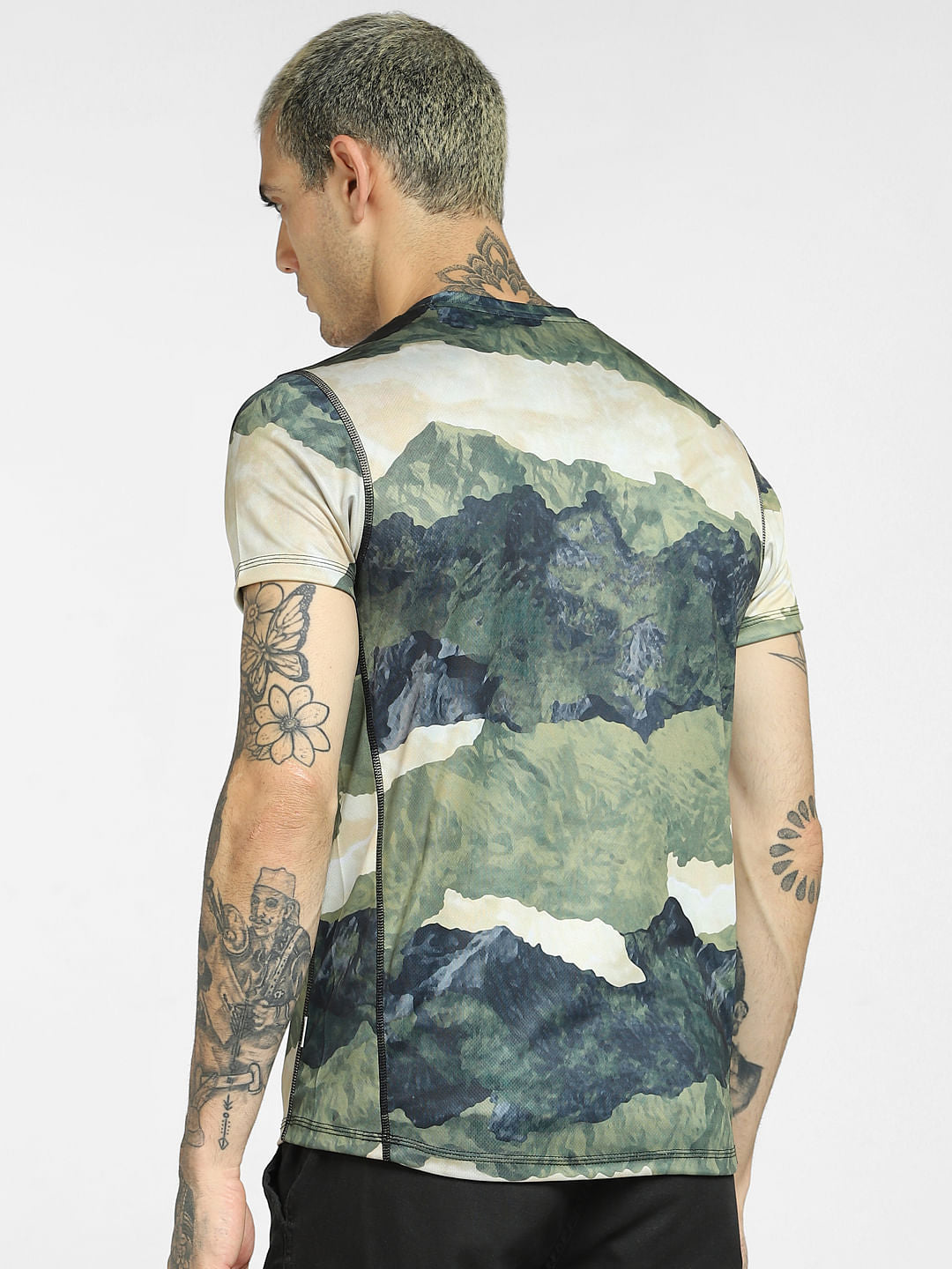 Green All Over Print Crew Neck T-shirt