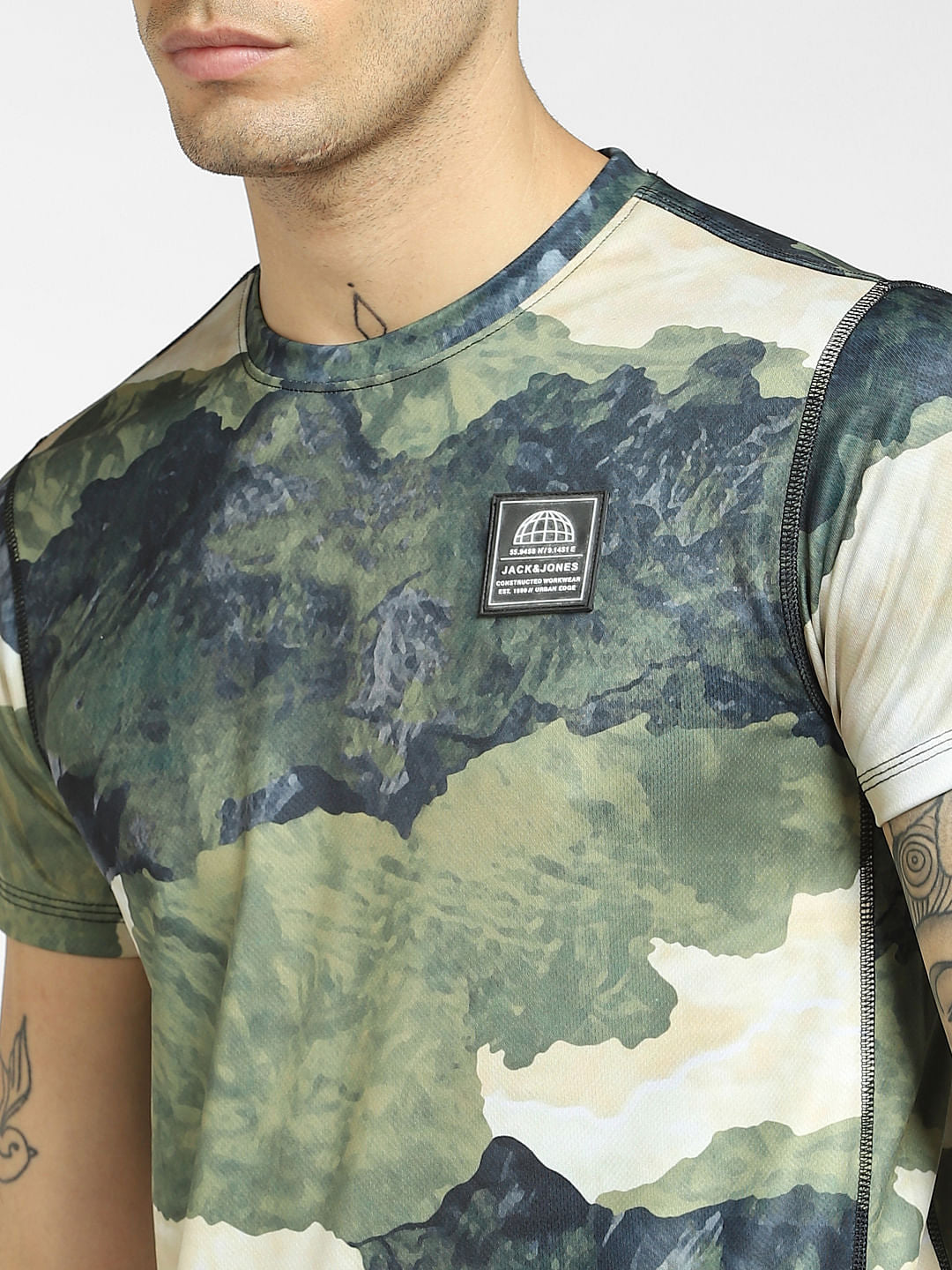 Green All Over Print Crew Neck T-shirt