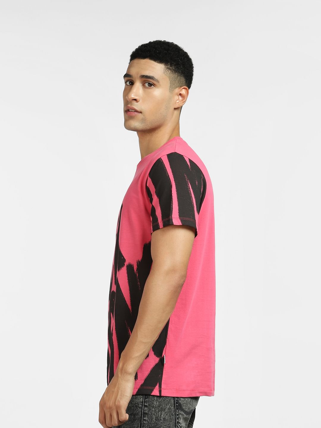 Pink Large Logo Print Crew Neck T-shirt