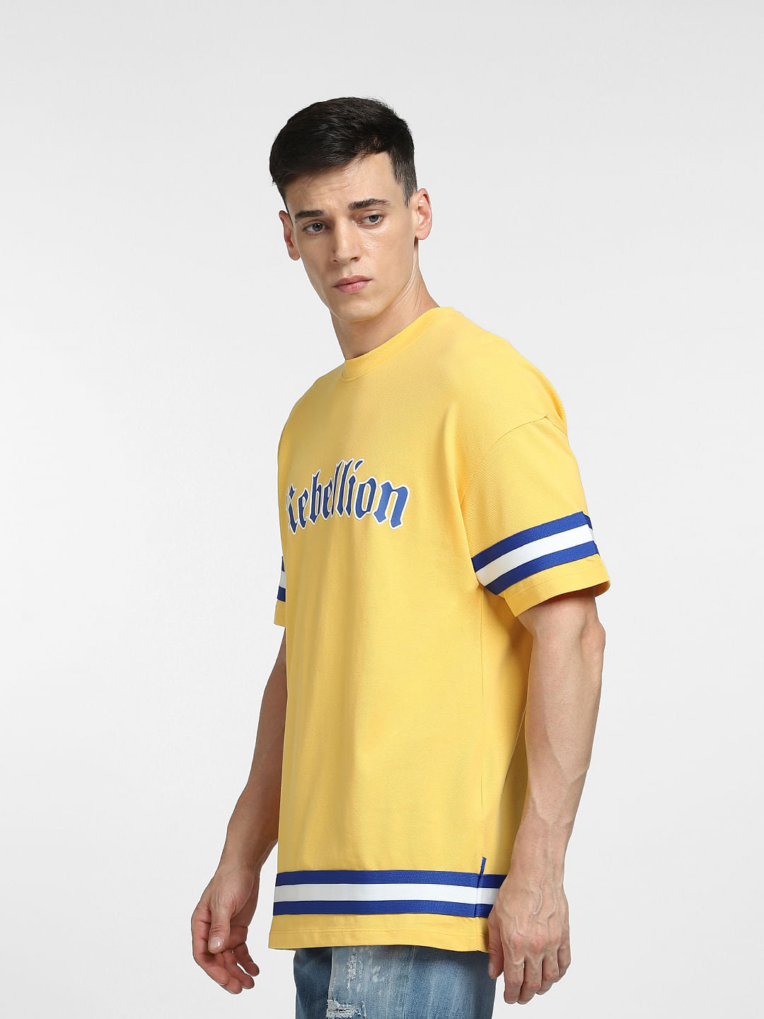 Yellow Typographic Print Crew Neck T-shirt