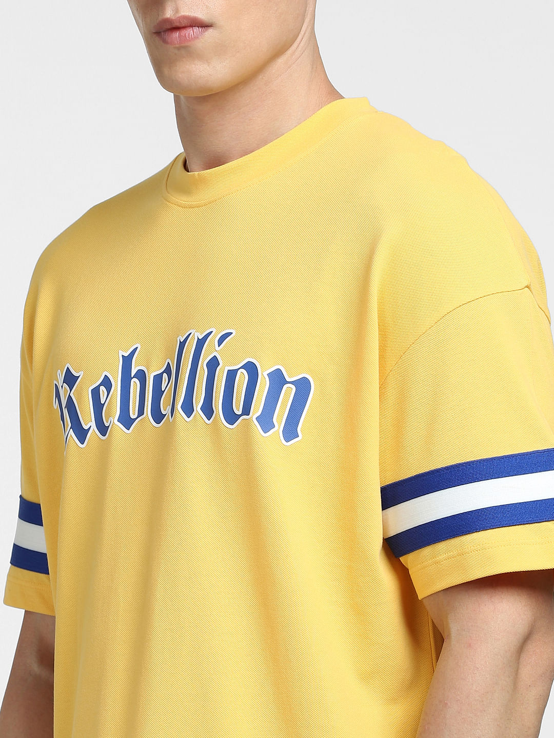 Yellow Typographic Print Crew Neck T-shirt