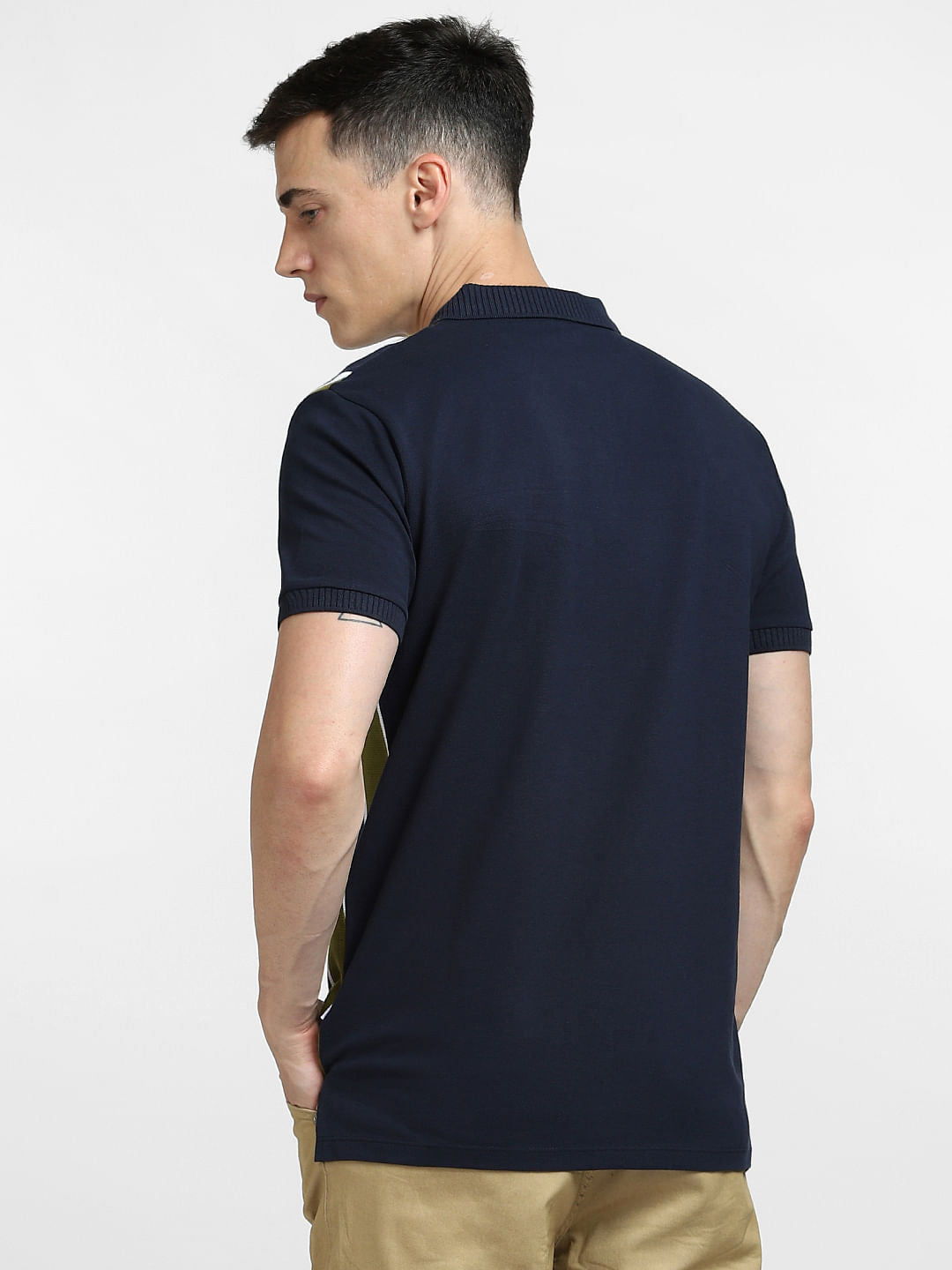 Green Striped Polo Neck T-shirt