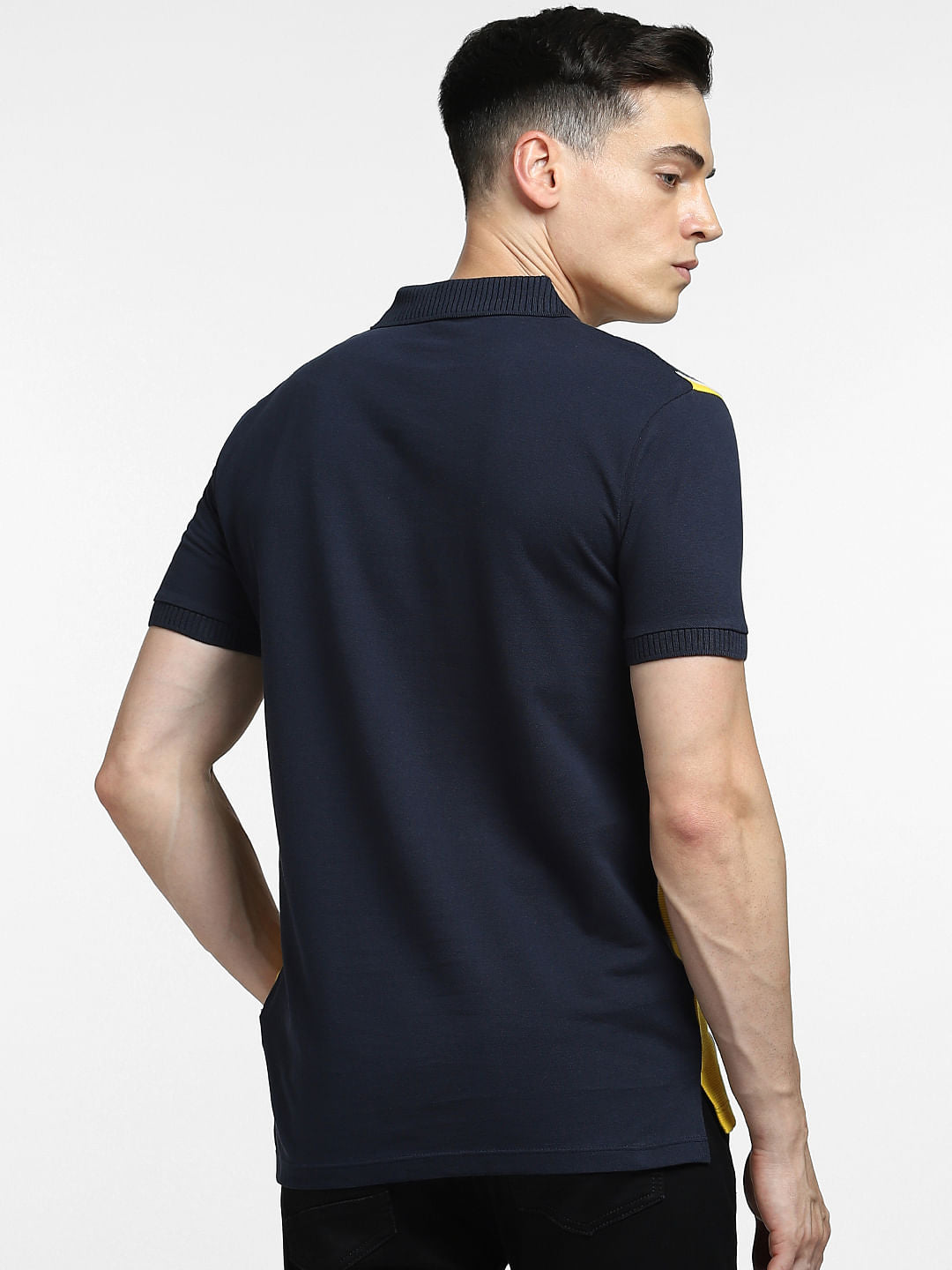 Yellow Striped Polo Neck T-shirt