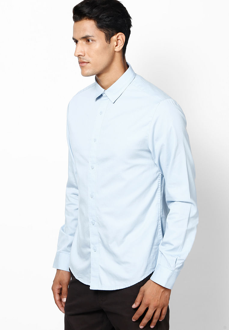Solid Cashmere Blue Casual Shirt