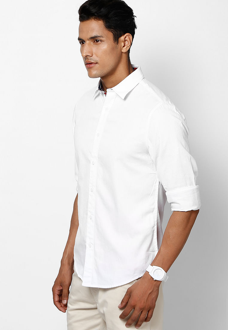 Solid White Casual Shirt
