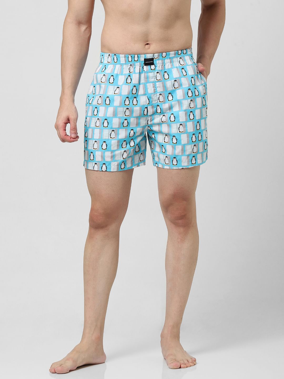 Blue Penguin Print Boxers