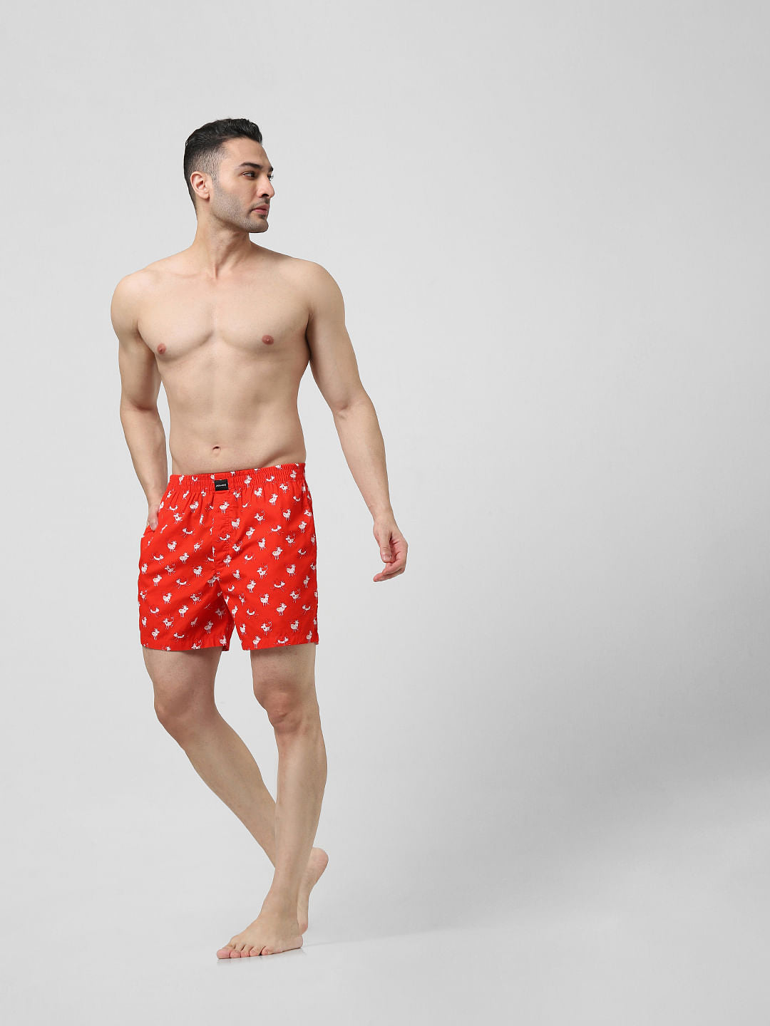 Red Printed Boxers - S