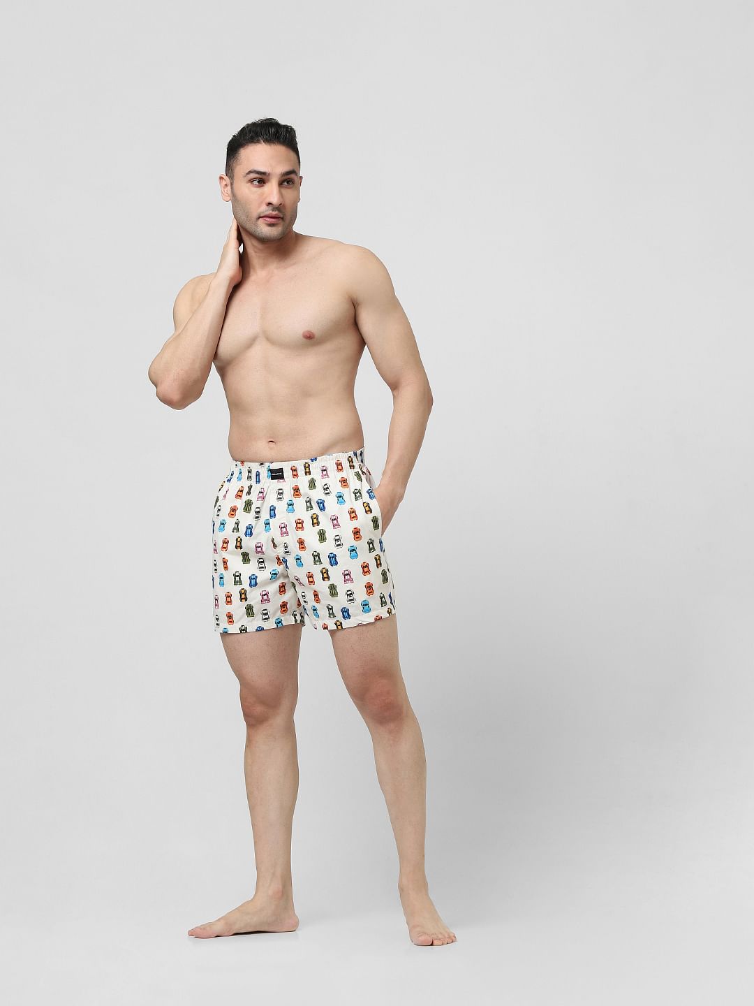 Beige Printed Boxers - S