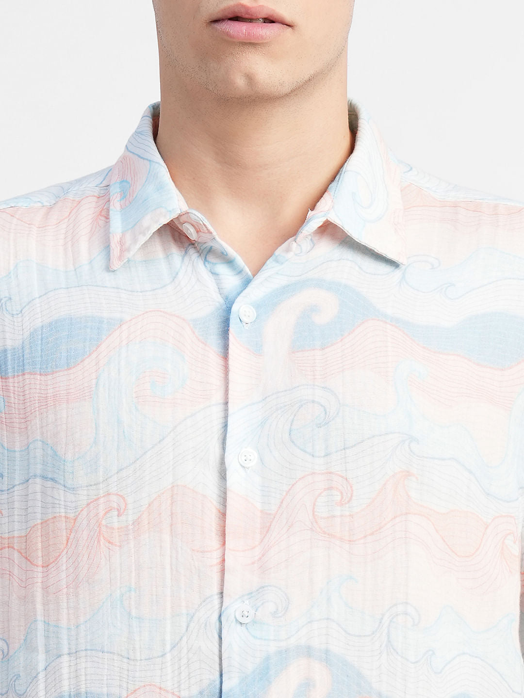 White Printed Short Sleeves Shirt