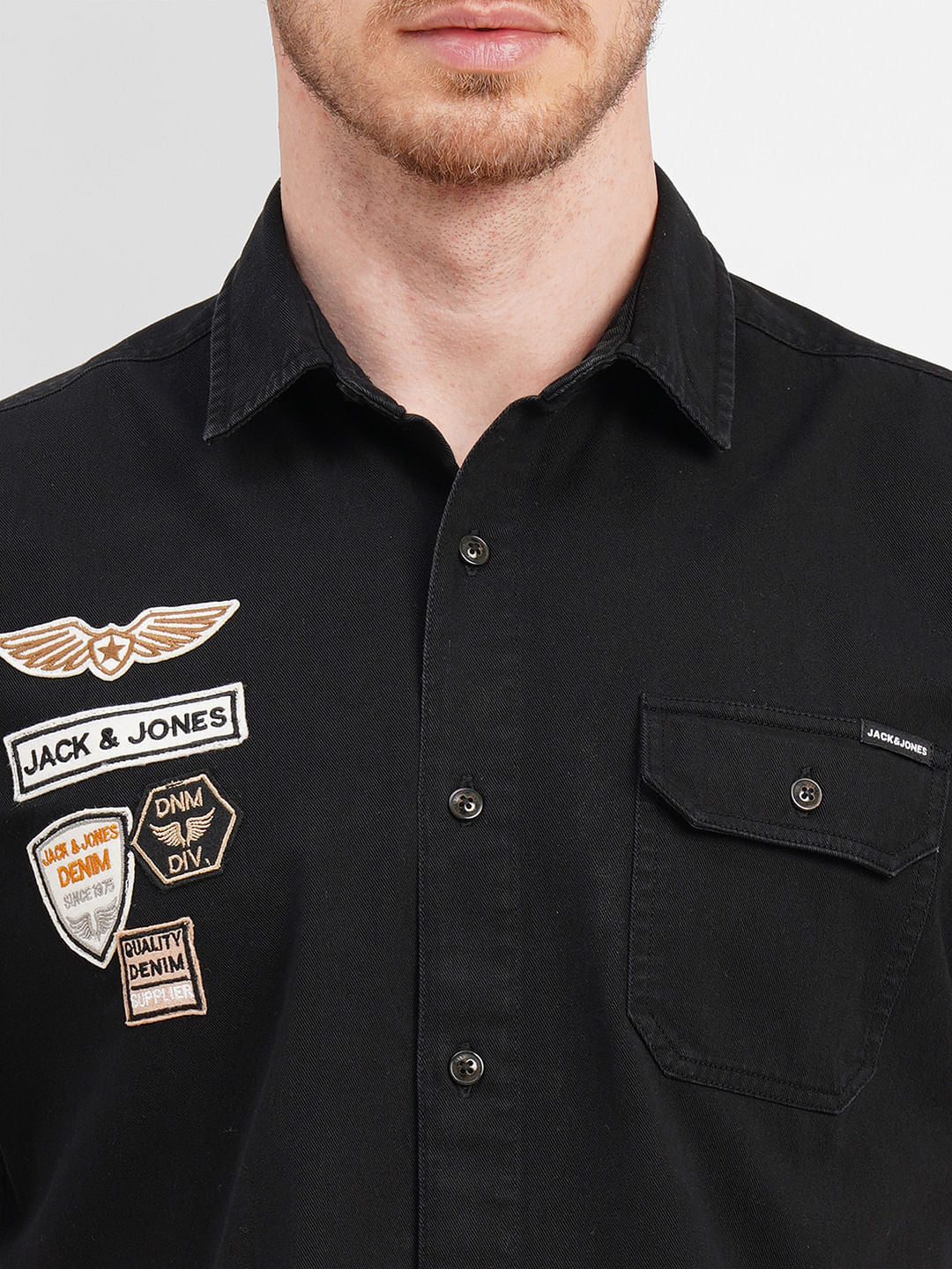 Black Badge Detail Short Sleeves Shirt