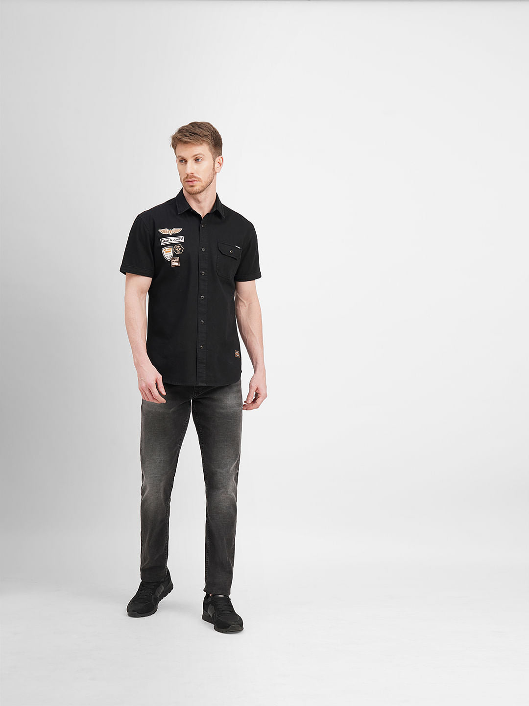 Black Badge Detail Short Sleeves Shirt