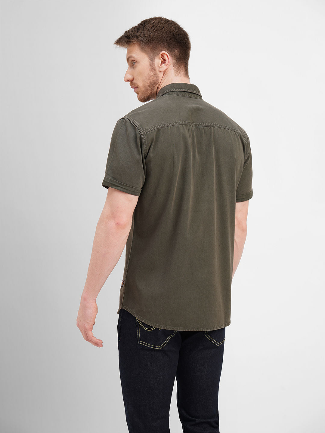 Green Badge Detail Short Sleeves Shirt