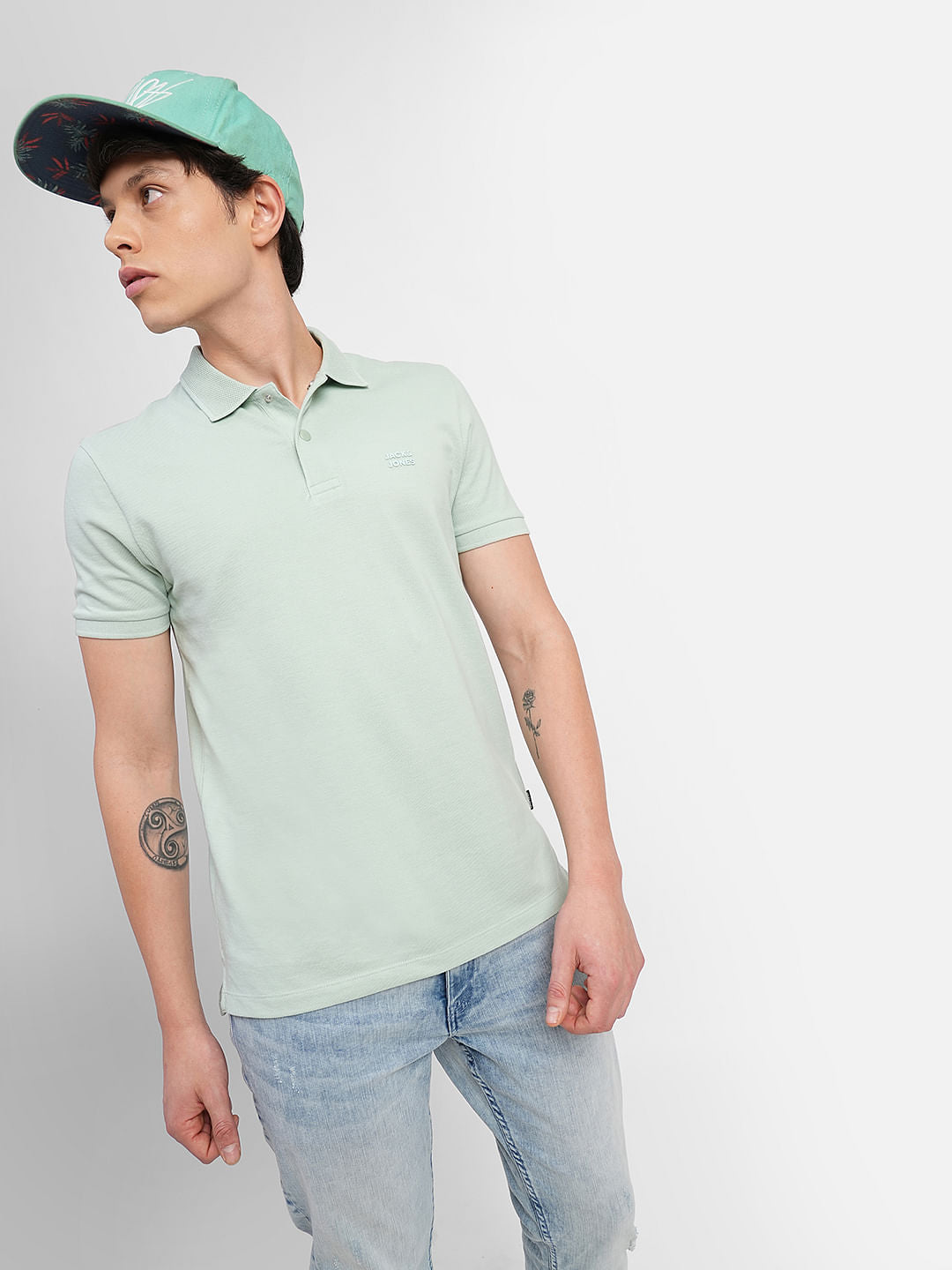 Green Logo Print Polo T-shirt