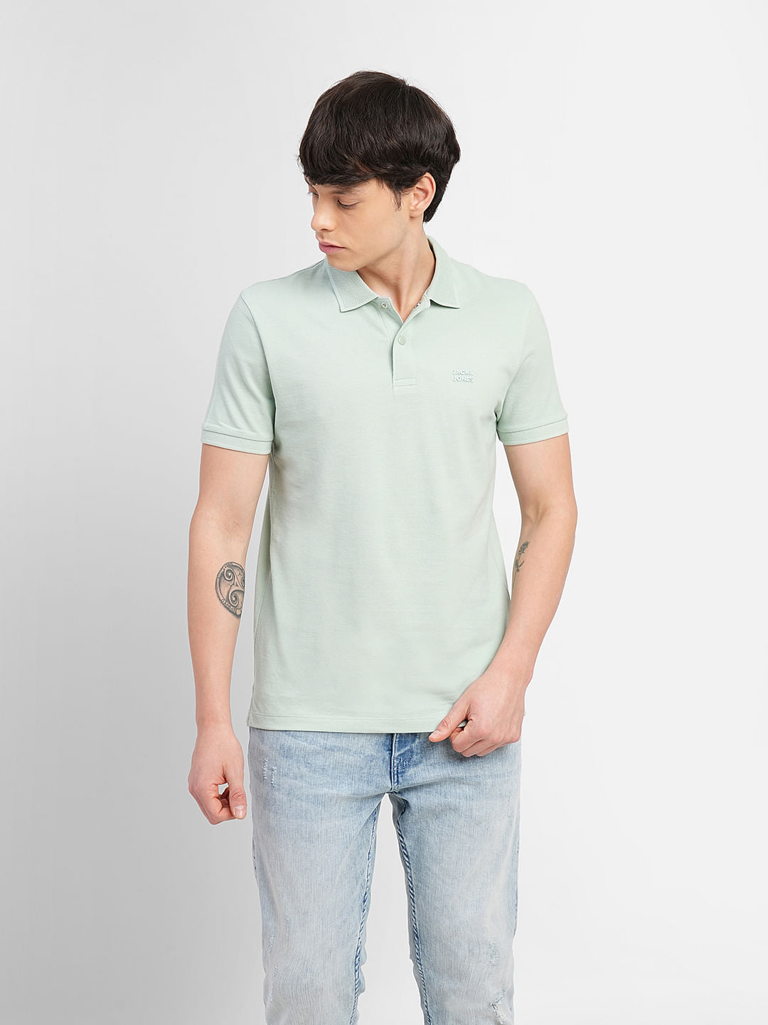 Green Logo Print Polo T-shirt