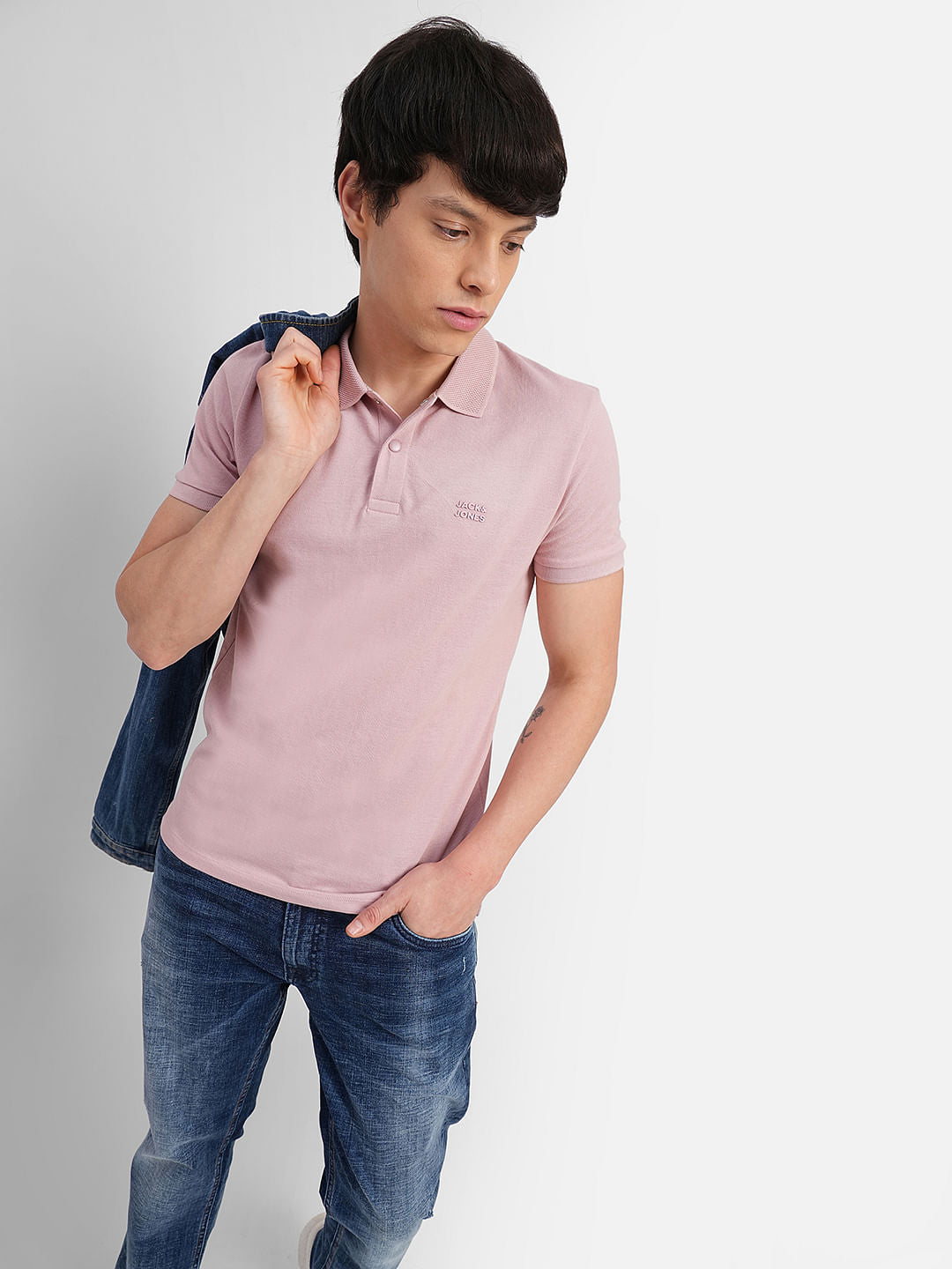 Pink Logo Print Polo T-shirt - S