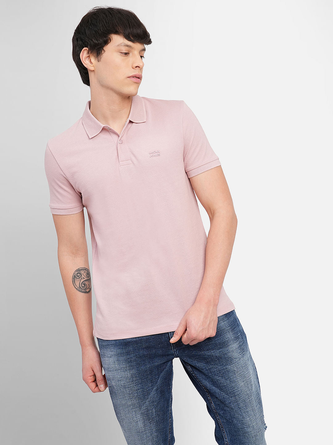 Pink Logo Print Polo T-shirt