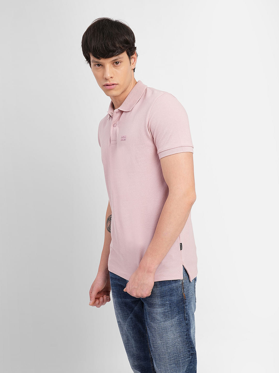 Pink Logo Print Polo T-shirt