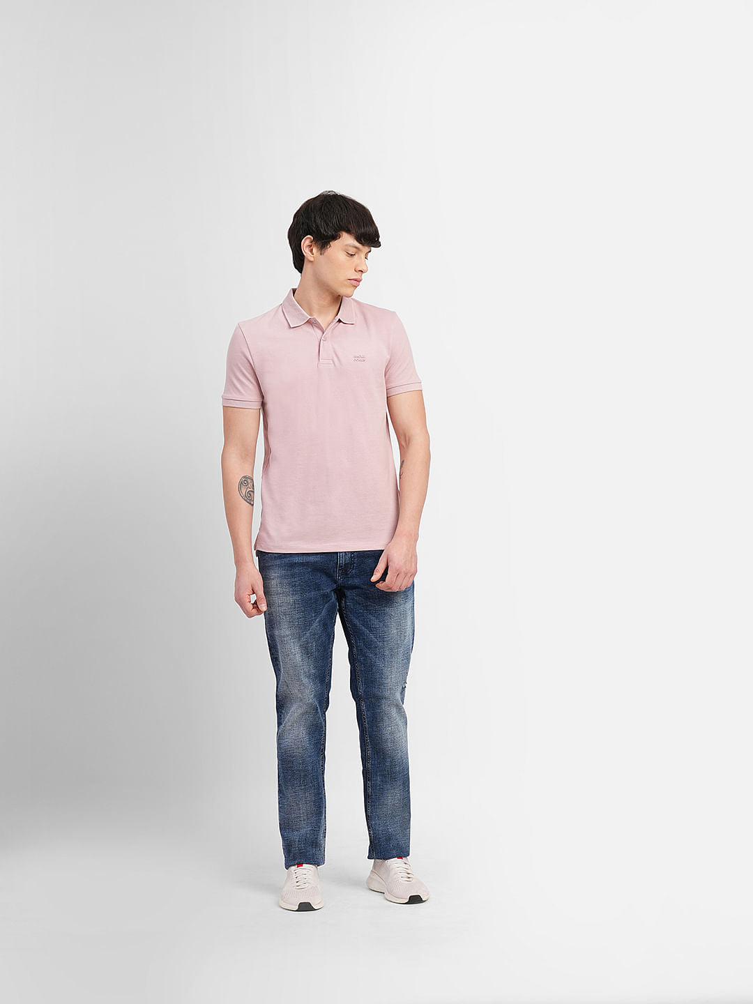 Pink Logo Print Polo T-shirt