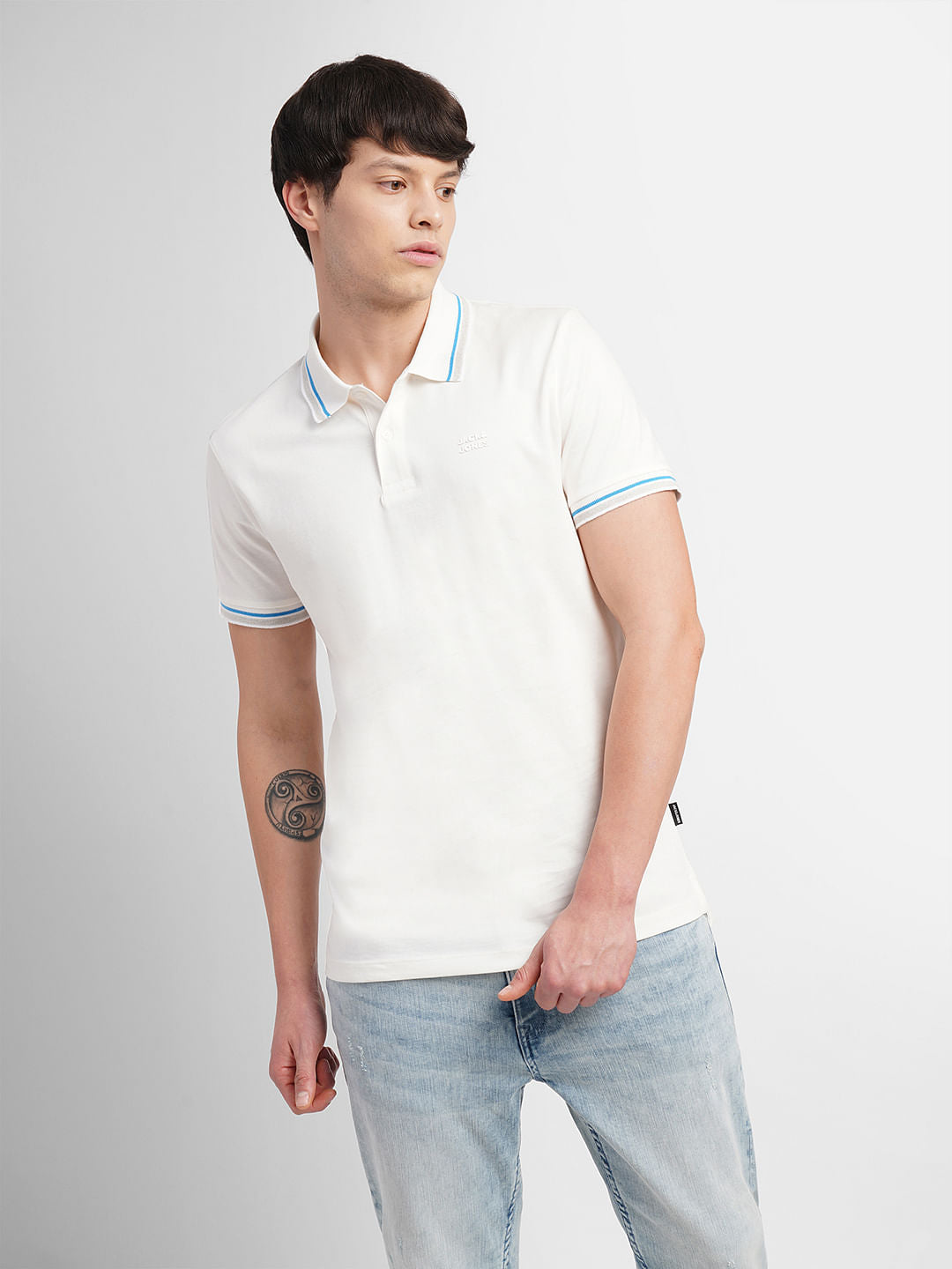 White Polo Neck T-Shirt