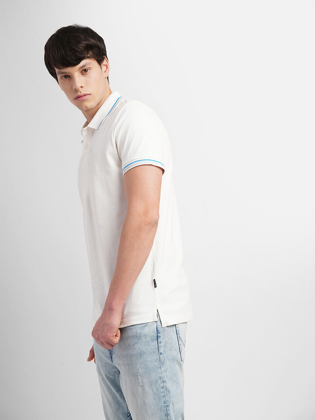 White Polo Neck T-Shirt