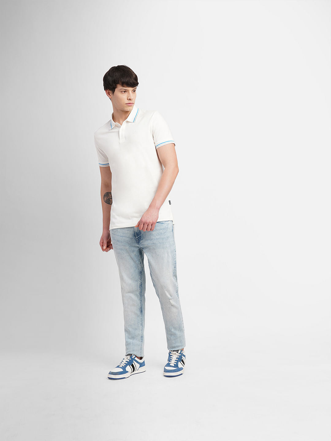 White Polo Neck T-Shirt