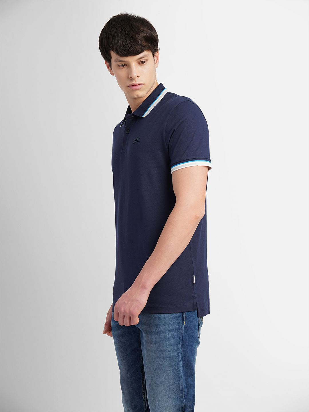 Navy Blue Polo Neck T-Shirt