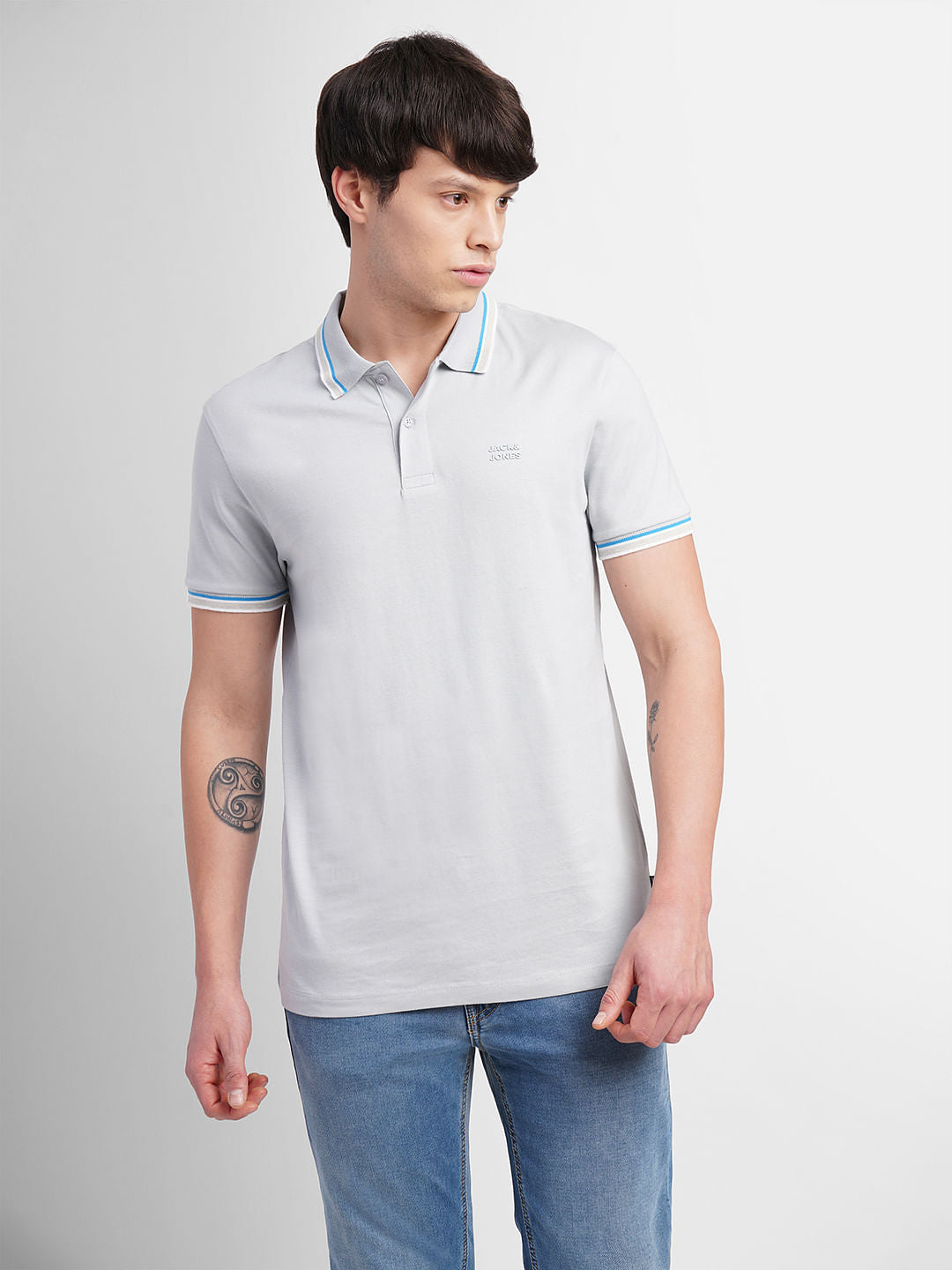 Grey Polo Neck T-Shirt