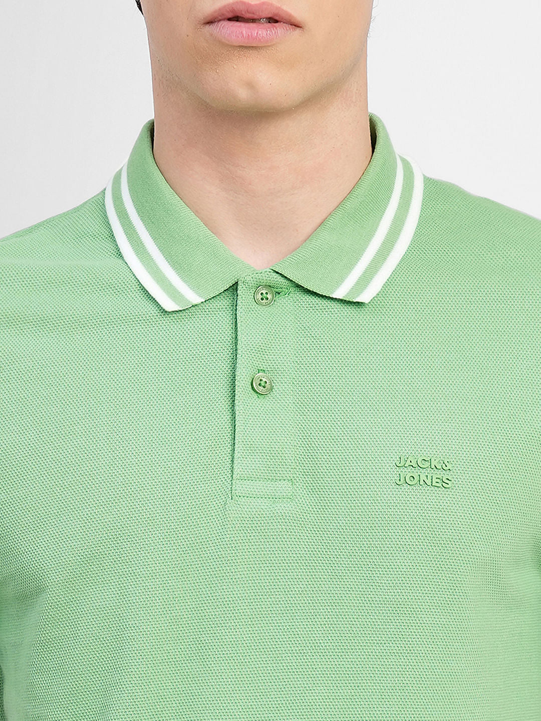 Green Contrast Tipping Polo T-shirt