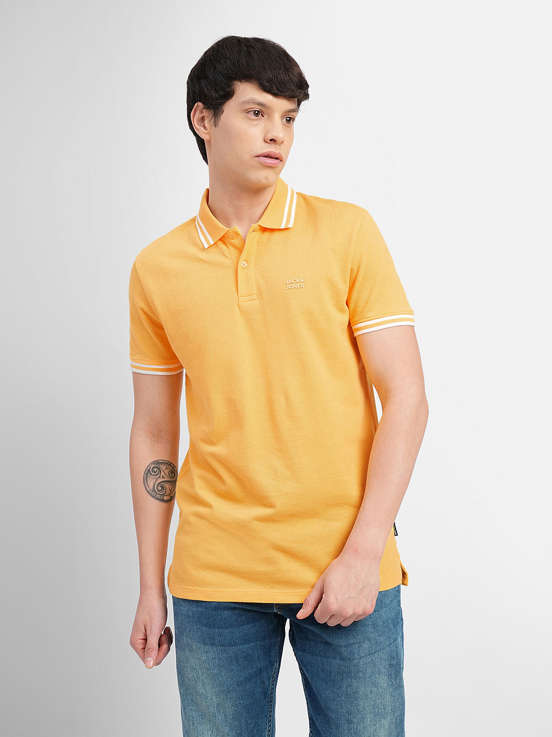 Yellow Contrast Tipping Polo T-shirt
