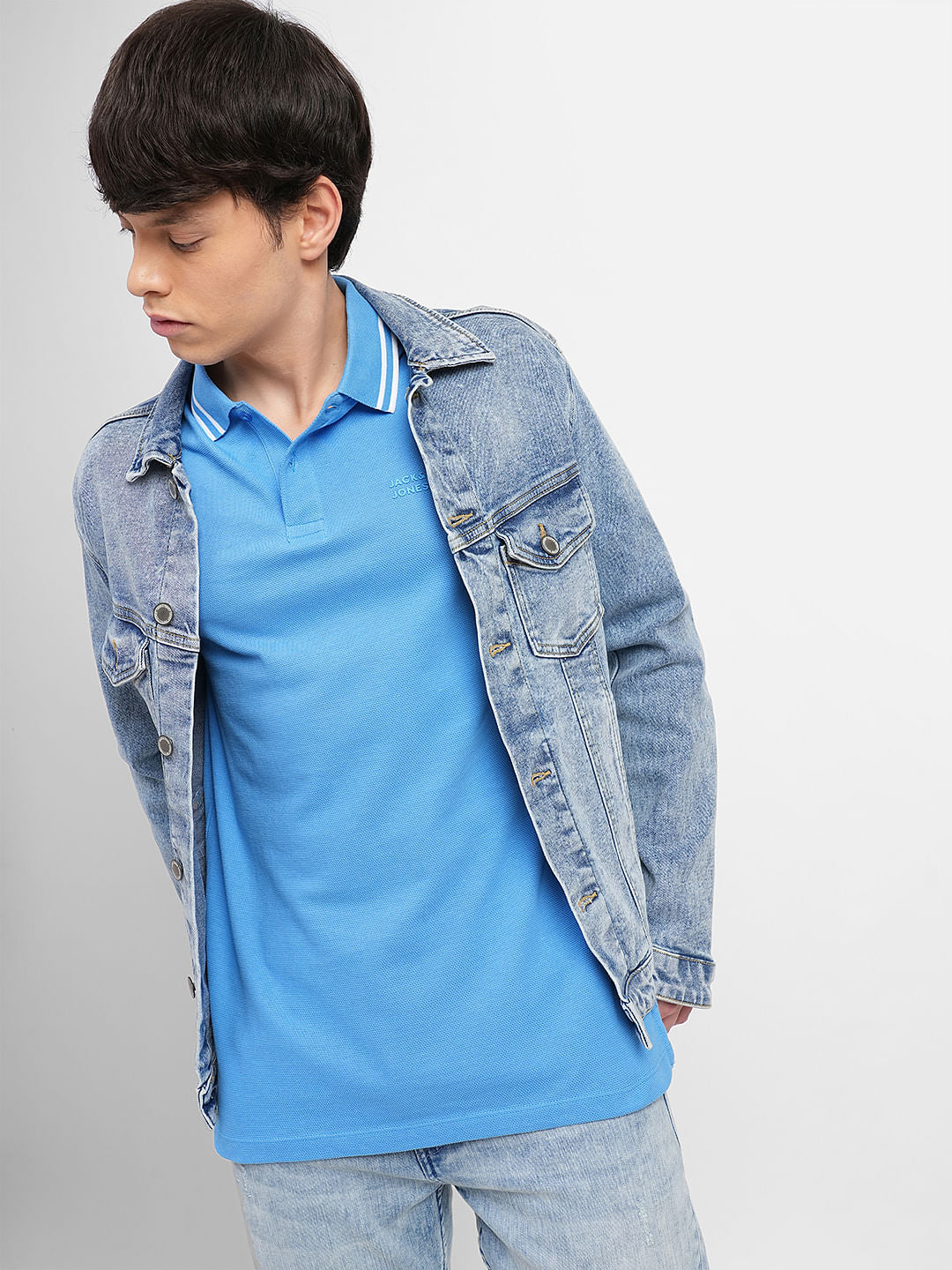 Blue Contrast Tipping Polo T-shirt