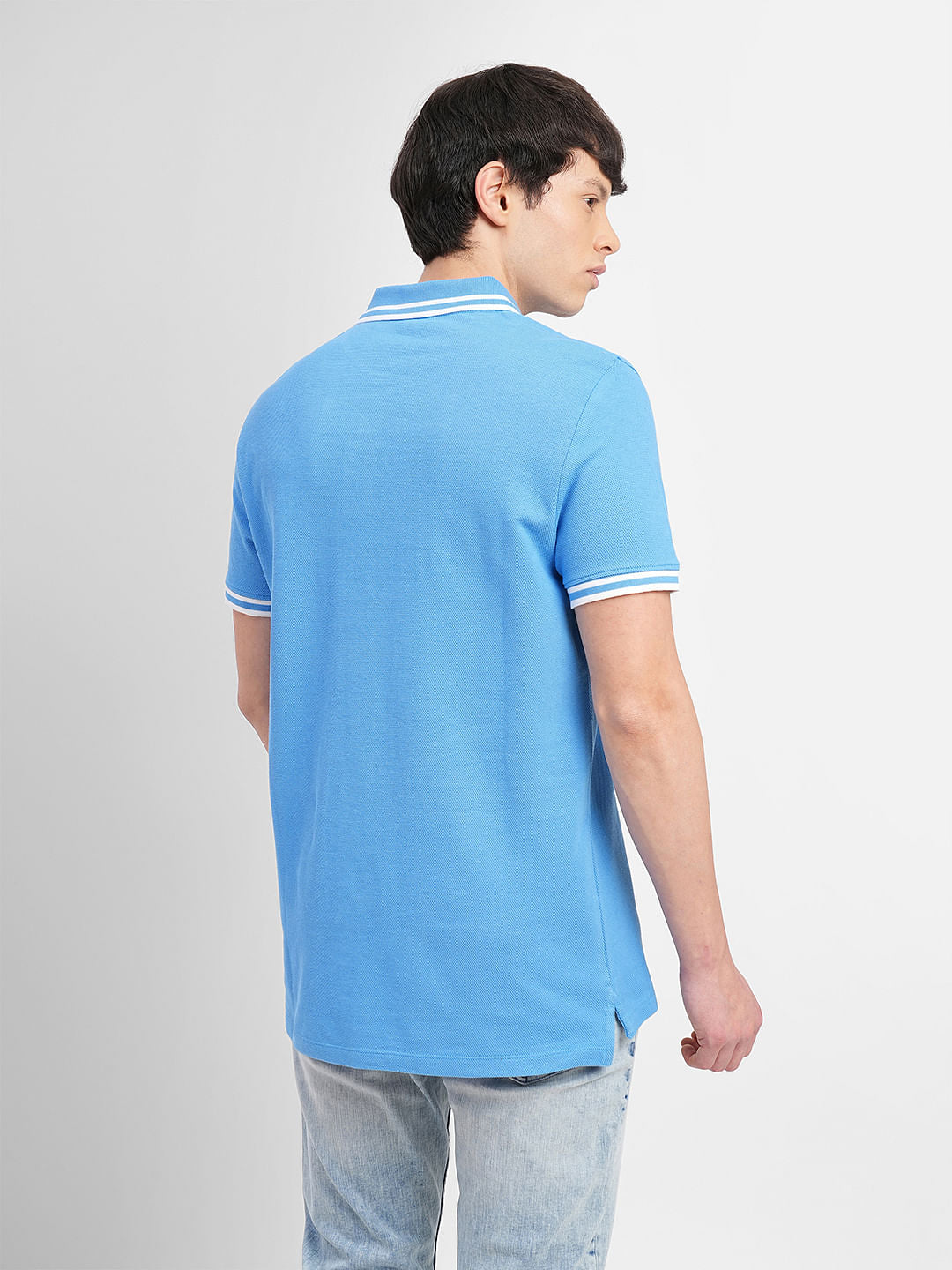 Blue Contrast Tipping Polo T-shirt