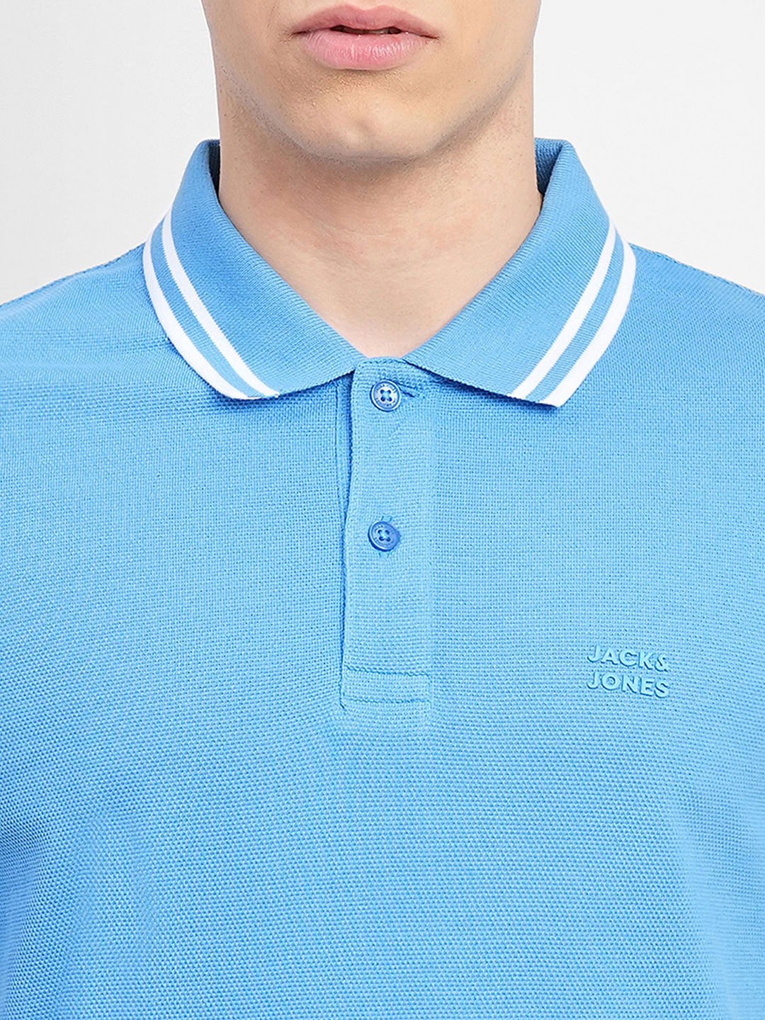 Blue Contrast Tipping Polo T-shirt