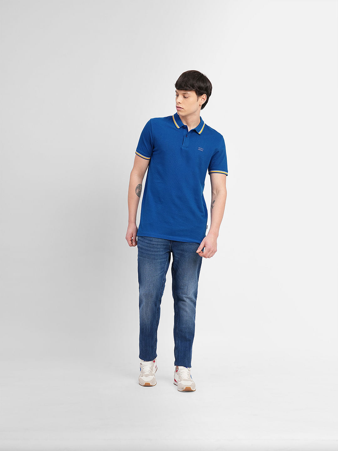 Dark Blue Contrast Tipping Polo T-shirt