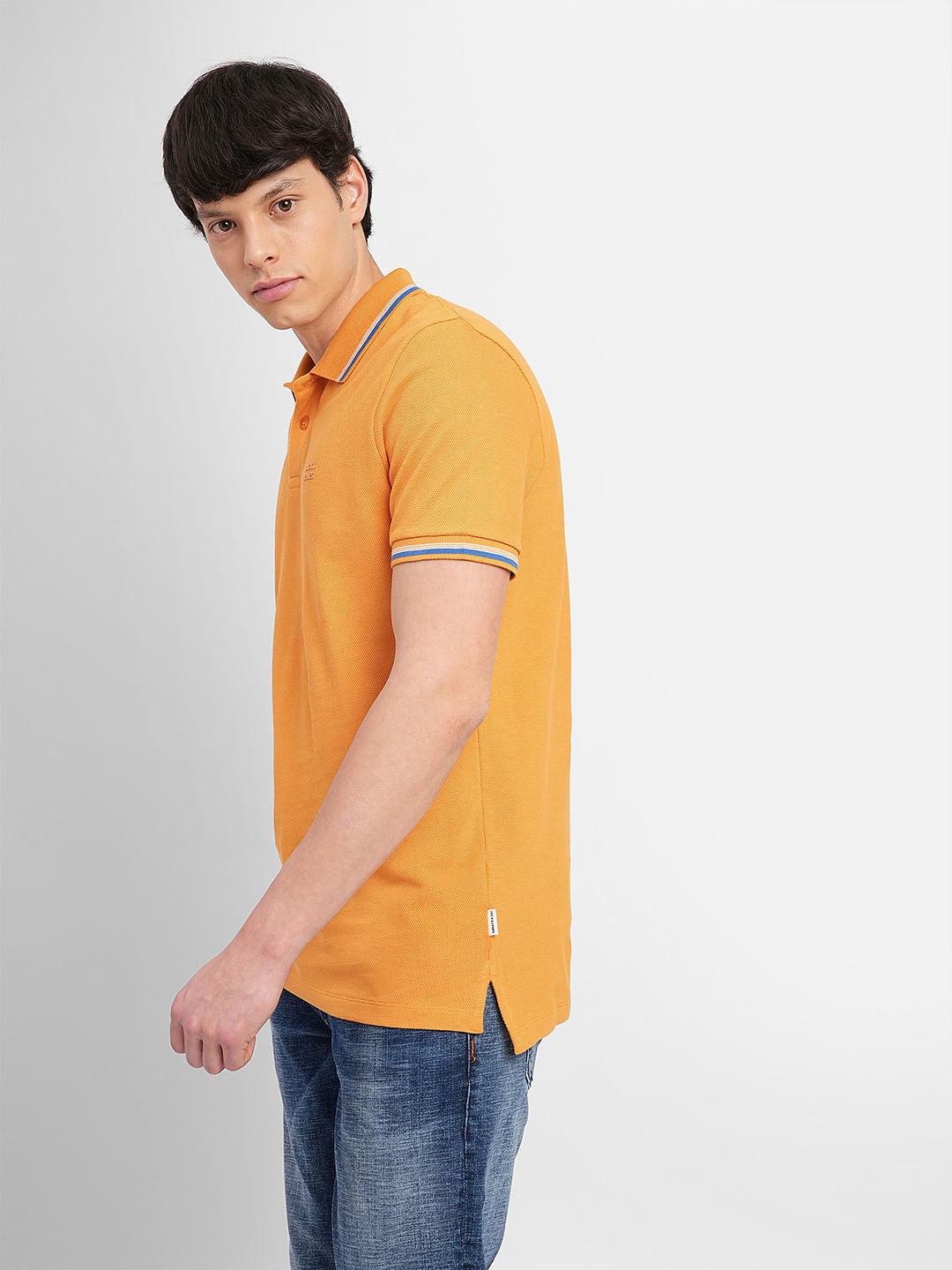 Orange Contrast Tipping Polo T-shirt