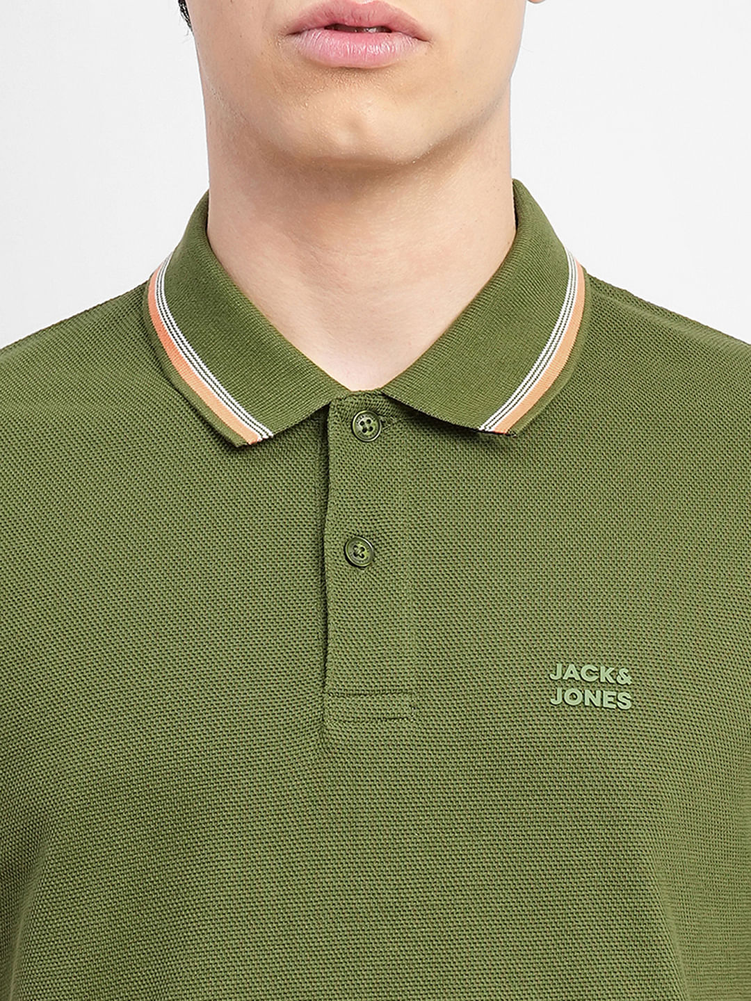 Green Contrast Tipping Polo T-shirt