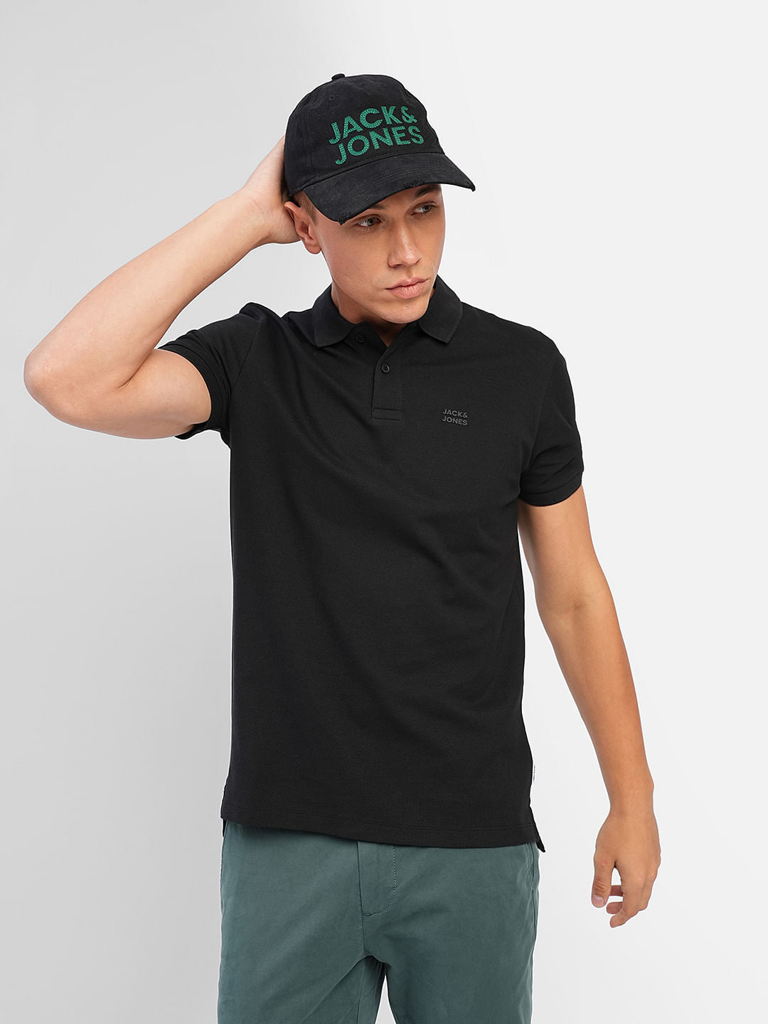 Black Polo Neck T-shirt - S